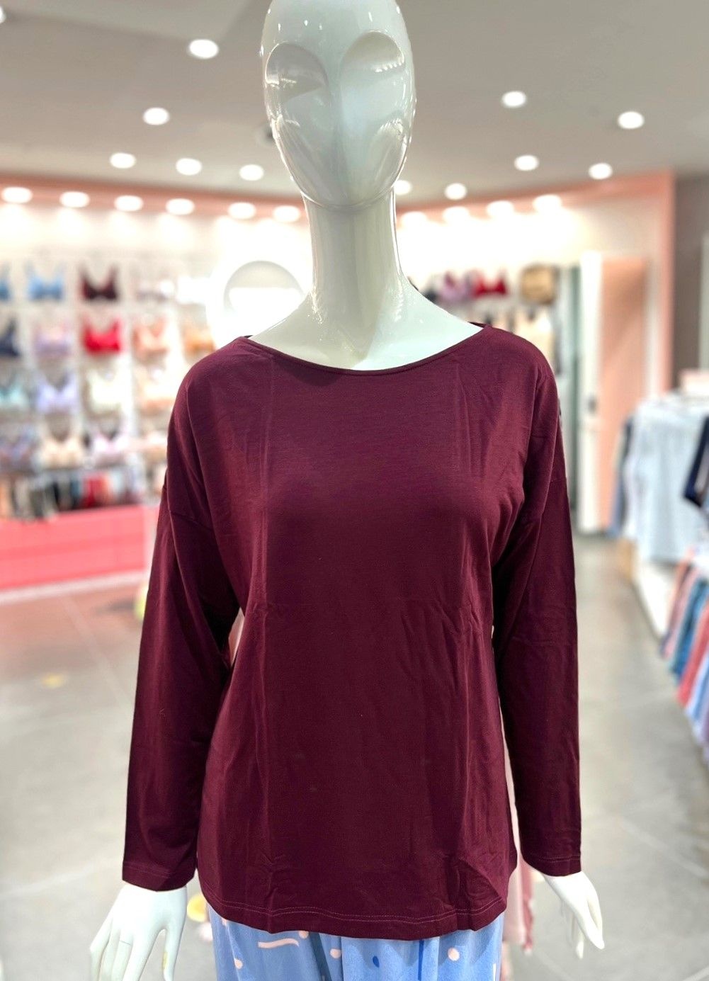 [롯데백화점] 비비안 여성 부드러운모혼방실내복 긴팔상의 와인LG92581 LE1218459043