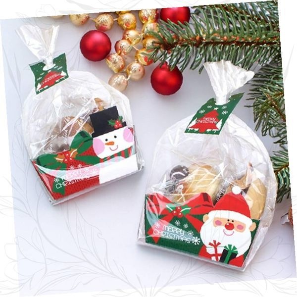 크리스마스 쿠키 포장지 투명 비닐백 산타 눈사람 디자인 홈베이킹 선물용 개별포장