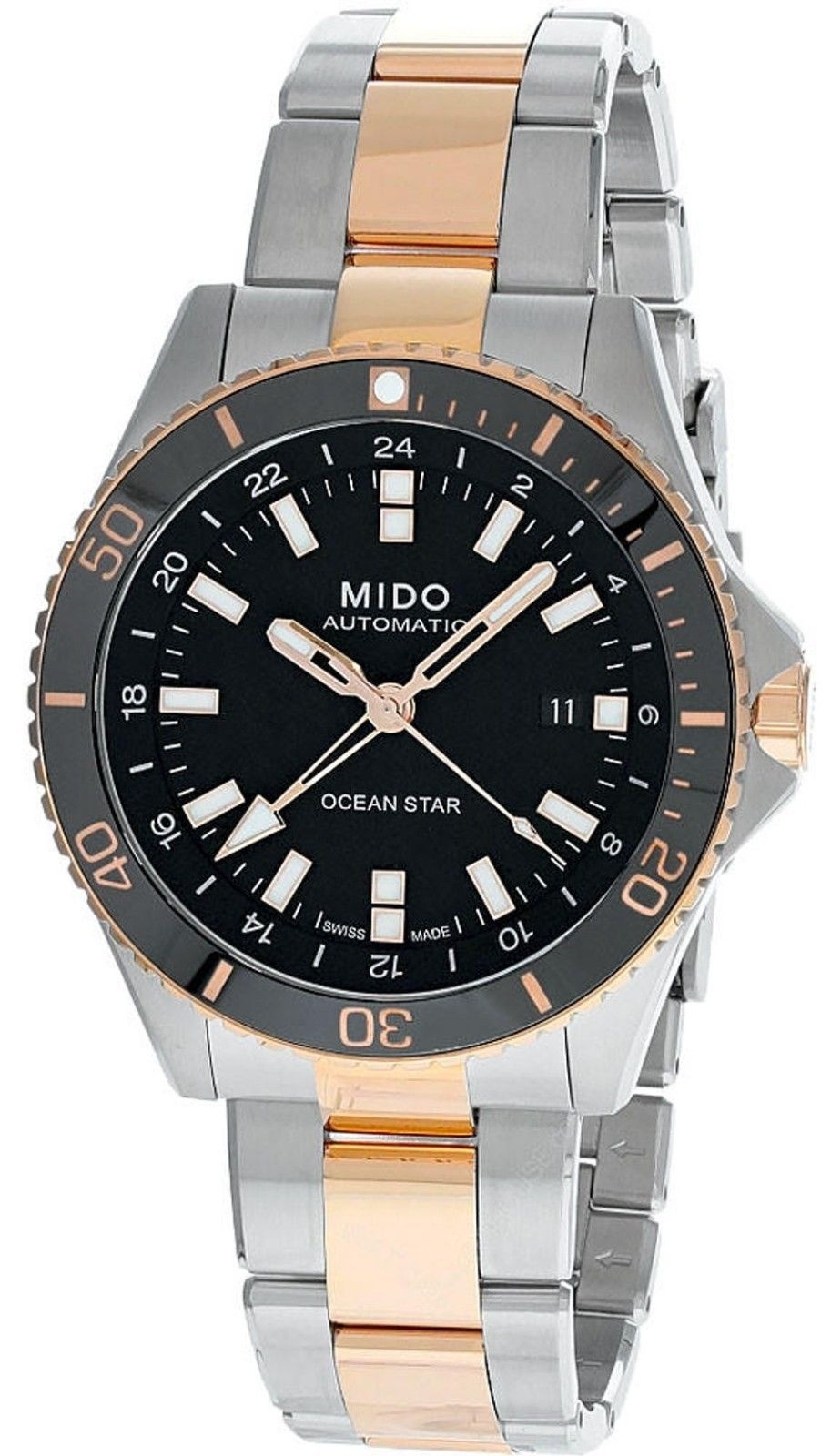 [해외] Mido 미도 오션스타 GMT 44mm 블랙 다이얼 로즈 골드 남성용 시계 M0266292205100 554784