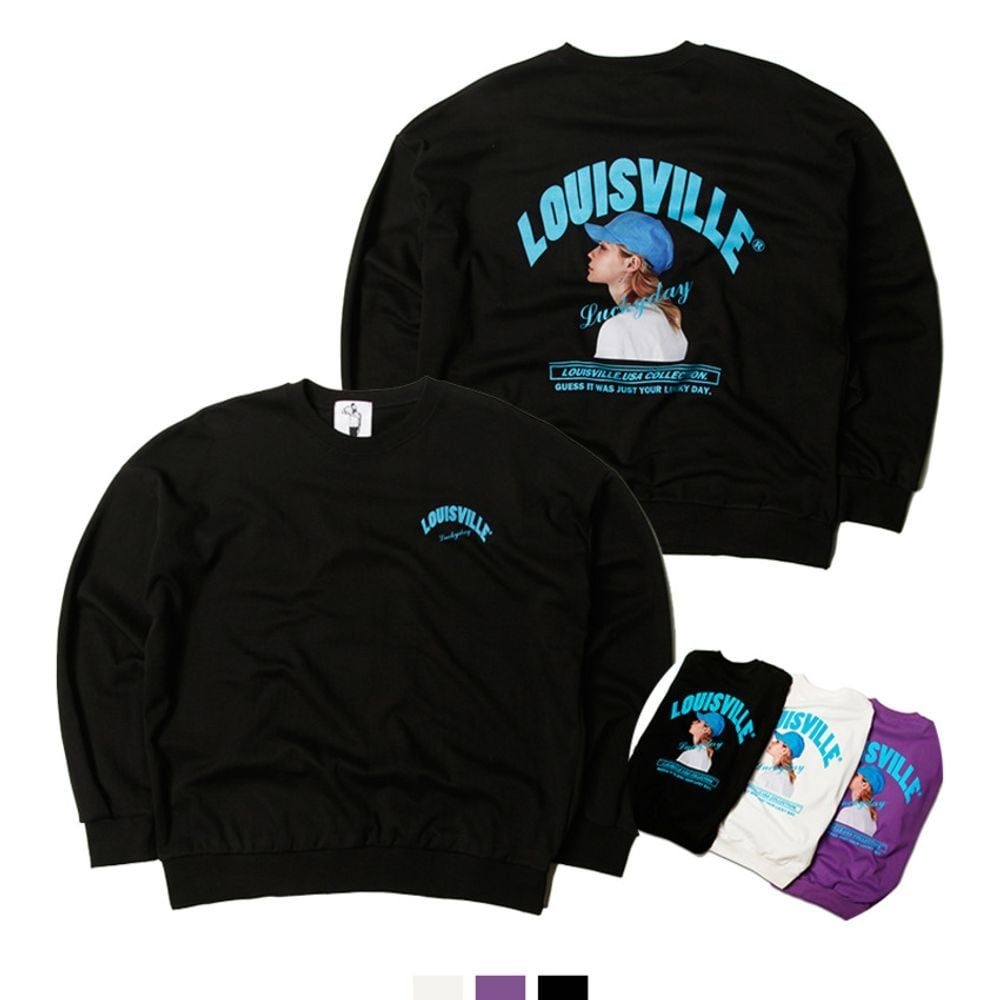 럭키비키 맨투맨 남녀공용 캐주얼 스웻셔츠