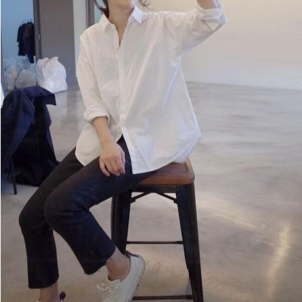 [모노무드] QTDM-1226240228 무지 베이직 F67560 기본 셔츠 올데이 원피스 롱 화이