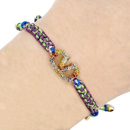 [복합제조사]발렌티노 [명품] 23FW  V로고 시그니처 크리스탈 매듭 팔찌 3W2J0T25 NVU DY9