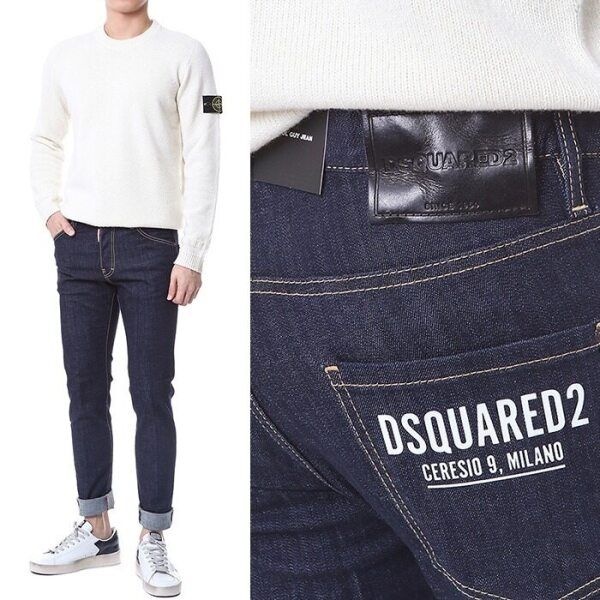 디스퀘어드2 [디스퀘어드2] [명품] 디스퀘어드 블랙 래더패치 포켓페인티드로고 생지진74LB1134