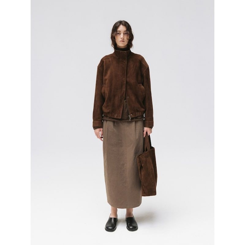 Moia Cotton Stitched Skirt - Khaki Brown 852571