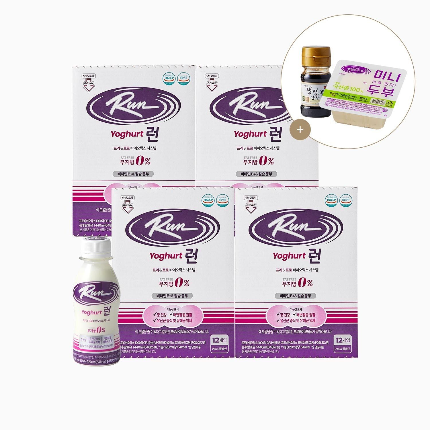 [롯데백화점] 신앙촌 [신앙촌] 프로바이오틱스 런 요구르트 48병 국산미니두부, 미니간장 (1세트) LE1211298831