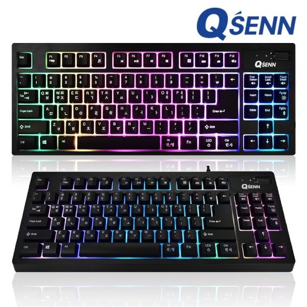 QSENN 유선 미니키보드, SEM-DT25TS LED 블랙 USB