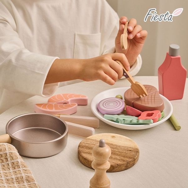 [보리보리]피에스타 원목 소꿉놀이 스테이크 세트