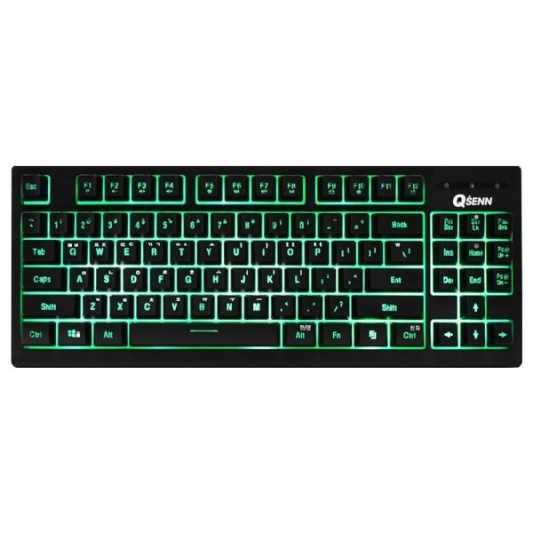 QSENN 유선 미니키보드, SEM-DT25T 그린 LED 블랙 USB
