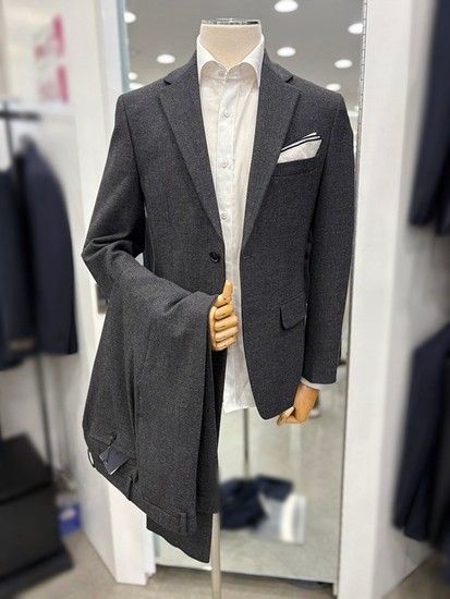 트루젠 20만원대 정장세트 / 남자 기모 신축성 좋은 차콜 컬러 캐주얼 정장 셋업 수트 양복 세트 / 허리 28인치_JK