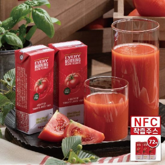 하이랜드 프레쉬 100% 토마토 주스 72팩 200m (백지연 PICK 무설탕 NFC 주스)