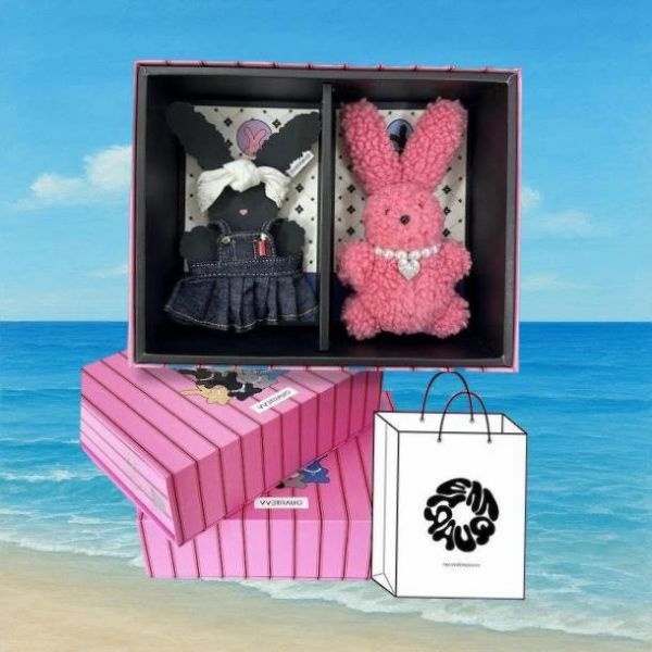 QUARTEVV Toto Denim dress Gift-hot pink(가방키링 선물패키지)