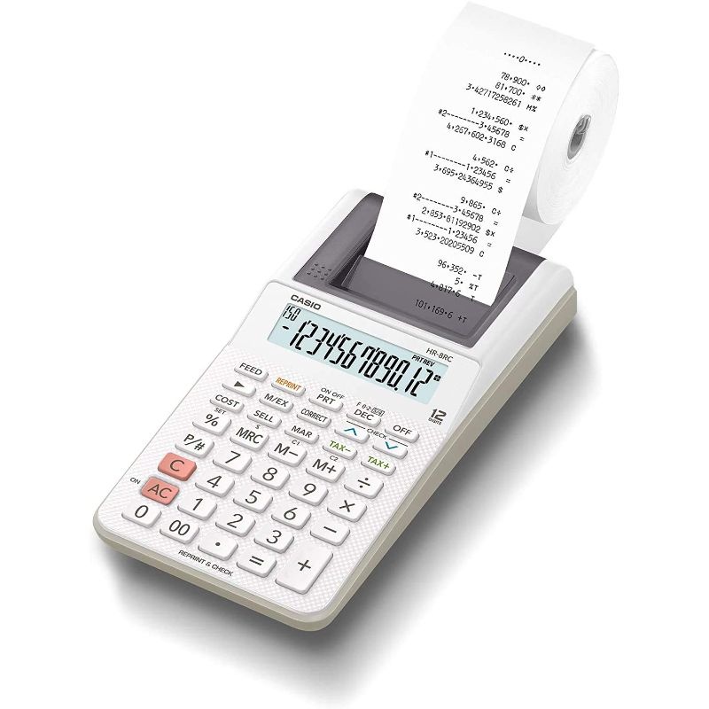 상세페이지 참조 [해외] 카시오 인쇄 계산기 화이트 HR-8RC-WE