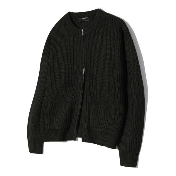 TRILLION 트릴리온 TR일리오 ILLIO N 워셔블 라운드넥 하찌 집업 니트 PURE BLACK TRFKN14BK 330123