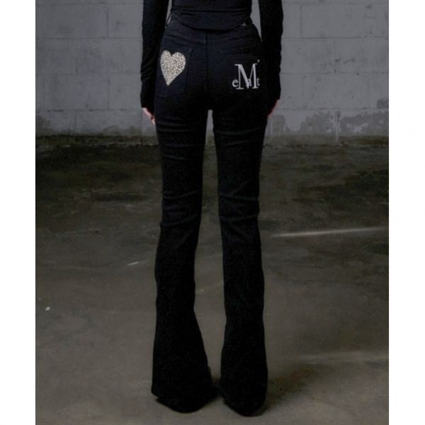 무센트 MUCENTMUCENT 코론 백 레더 호피 하트 패치 부츠컷 코튼 팬츠 P0000BJN 547136