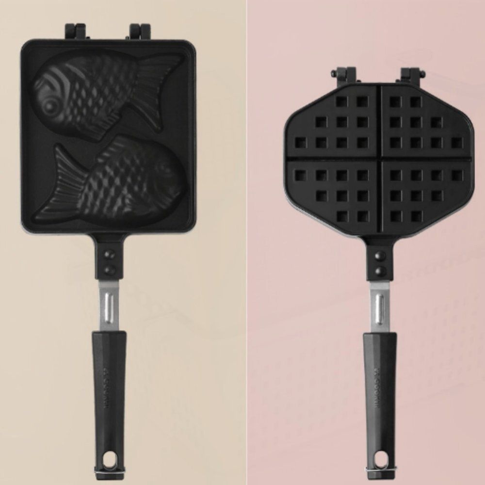 (주)동우리빙아트 캠핑 간식 붕어빵틀 직화 양면 와플팬 만들기 가정용