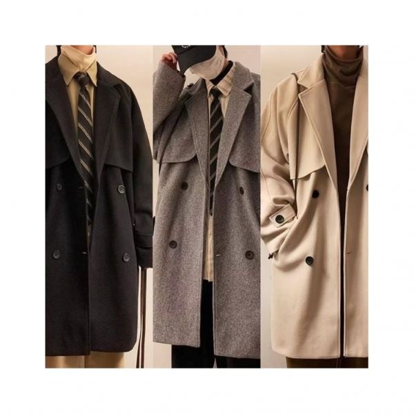 리빌모아 리빌모아 남자 오버핏 캐주얼 버튼 카라 트렌치 울 코트 OC-CT-SWFGNRMJ 528646