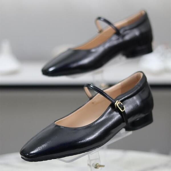 바이로쏘 협력업체(어바웃슈) [바이로쏘] 메리제인 청키 로우굽 스트랩 2cm 플랫슈즈 (BY)25S12561BC4