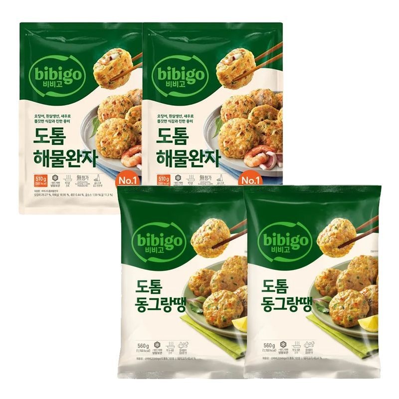 CJ제일제당 [CJ] 비비고 도톰동그랑땡 560g x2개+도톰해물완자 510g x2개