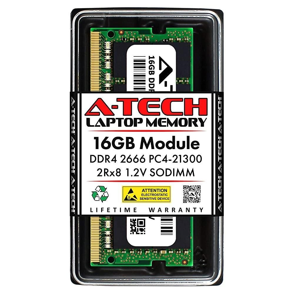 [해외] A-Tech CT16G4SFD8266용 16GB RAM 교체품 | DDR4 2666MHz PC4-21300(PC4-2666V) CL19 SODIMM 2Rx8 1.2V Non-ECC SO-DIMM 260핀 노트북, 노트북 메