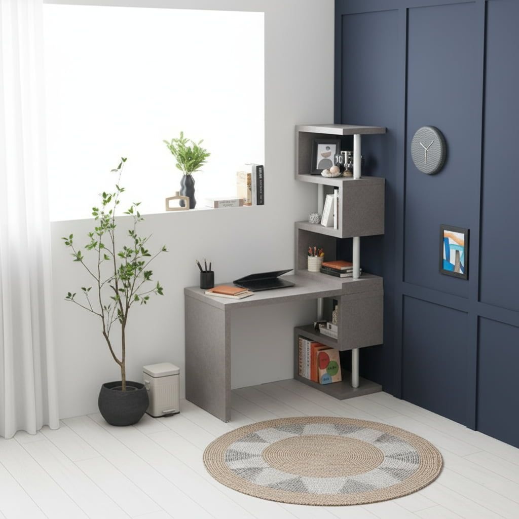 소형 5단 책상 세트 1600 재택근무책상 개인방책상 수납책상 원목책상 방꾸미기