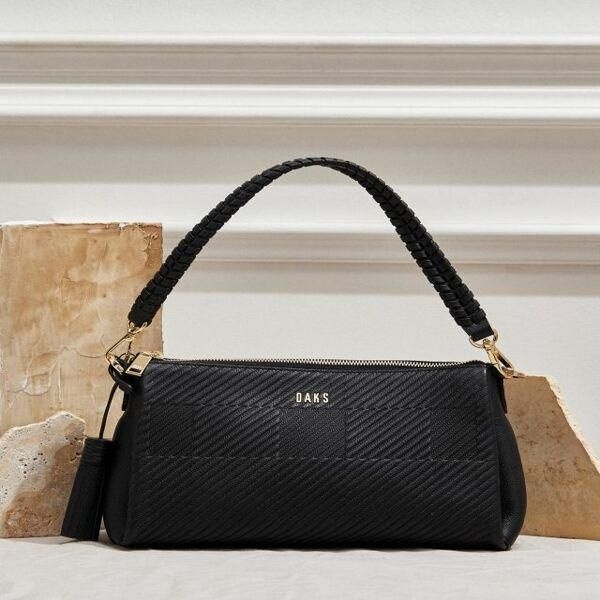 UnKnown 닥스 DAKS 블랙 하우스체크 경판 가죽 숄더백 DCBA2F415BK 448039