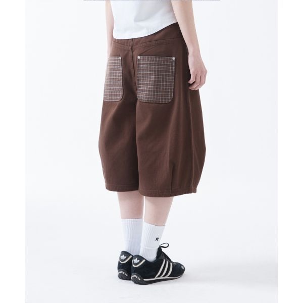 (MD PICK) THE COLDEST MOMENT TCM check pocket half pants (brown) 25040743 108263
