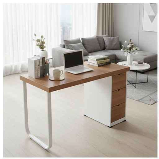 50T상판 철다리 서랍통 1200일자책상 사무용가구 컴퓨터책상 데스크 원목책상 재택근무