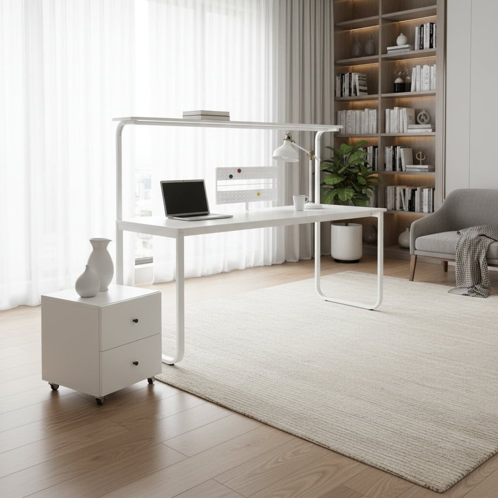 스틸 폭넓은 책상세트 선반형 1800 조합형책상 작업용책상 재택근무책상 신혼부부책상 수납책상