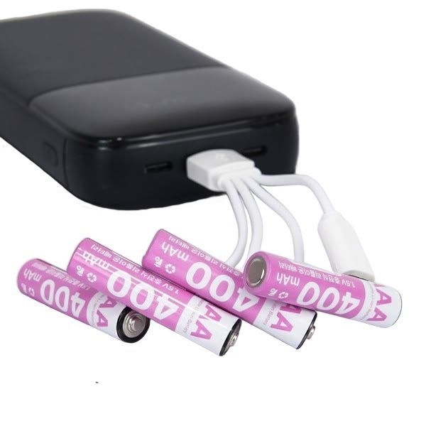 컴스(마스크) 컴스 마스크 UB53C Coms C타입 충전지 AAA 사이즈 4개입 동시충전 케이블 포함 충전식 건전지 배터리 1.5V 400mAh 3A