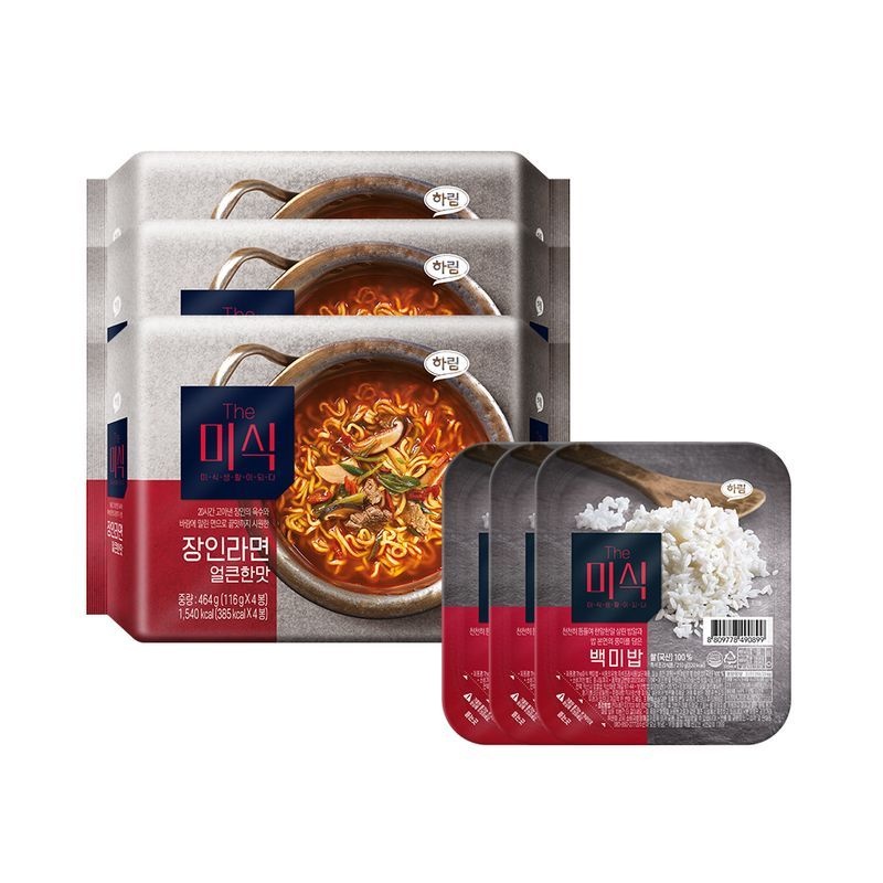 더미식 The미식 장인라면 얼큰한맛(116gX4개입)X3봉+The미식 백미밥 210gX3개[35527268]
