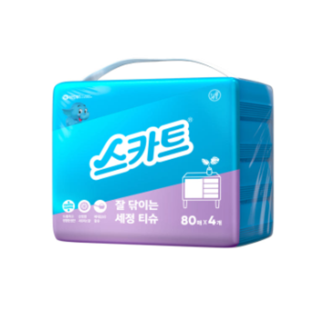 상세설명참조 스카트 잘닦이는 세정티슈 80매 × 4입 청소용 티슈 세트