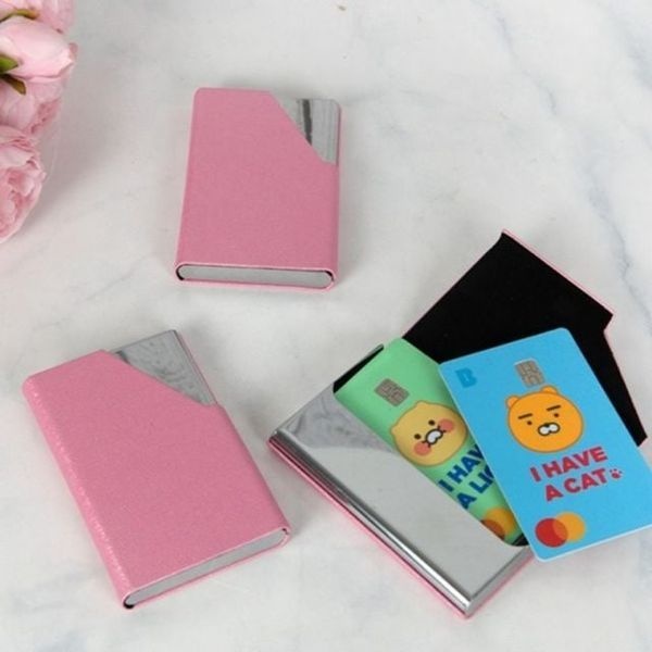 [하프클럽]카드 남성 디테일 구성 지갑 핑크 명함 슬롯 케이스