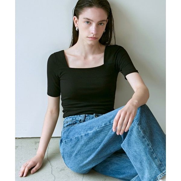 닉앤니콜 NICK&NICOLE SQUARE NECK SLIM KNIT_BLACK N_21PRE-FALL 337782