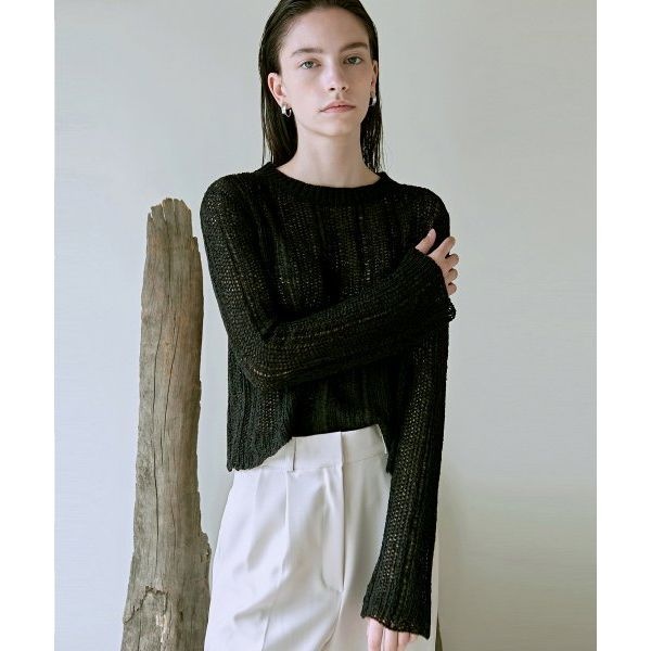 닉앤니콜 NICK&NICOLE EMBROIDERY LABEL NET KNIT_BLACK N_21PRE-FALL 337939