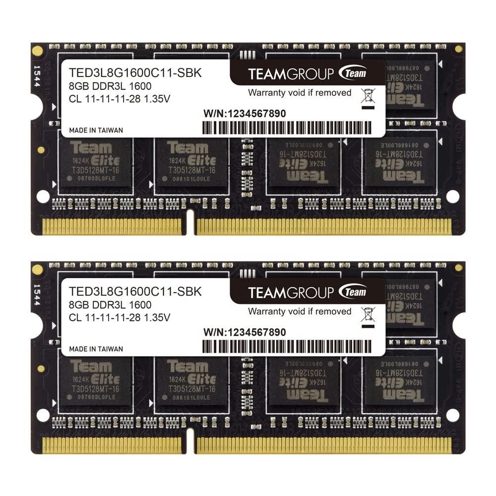 팀그룹 [해외] 0244206 팀GROUP 엘리트 DDR3L 16GB 키트 (2 x 8GB) 1600 CL11 노트북 메모리 모듈 RAM 업그레이드 (TED3L16G1600C11DC-S01)