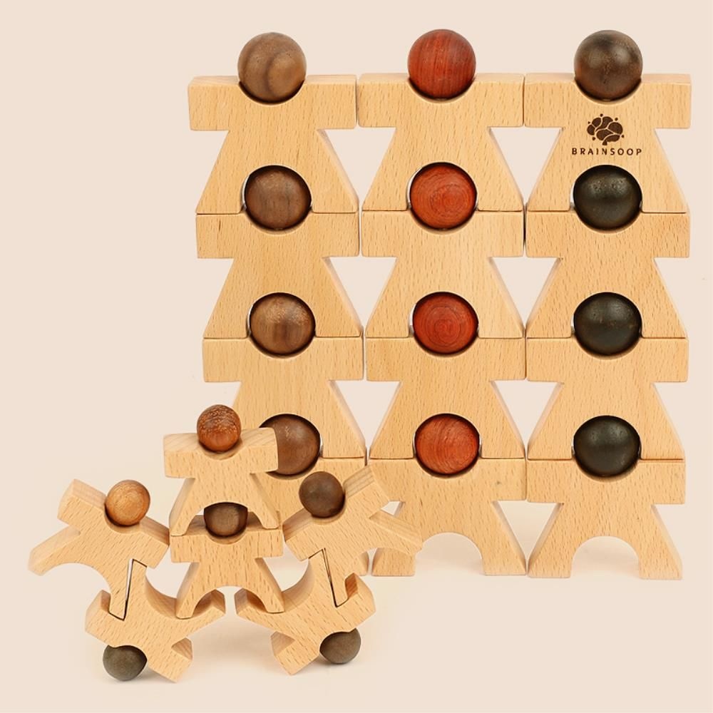 초등수학 사람블럭 쌓기놀이 원목교구 장난감 세트 육아필수템 발달게임 키즈 아기