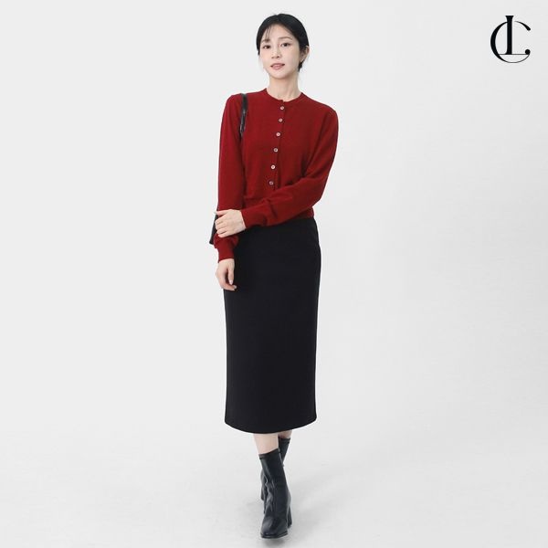 엘케이트 여성 겨울 치마 모던 심플 세미H라인 클래식 롱스커트 오피스룩 YRAPK002