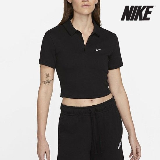 여성용 반팔티 /Y1- DV7885-010 / 우먼스 스포츠웨어 에센셜 반팔 폴로 탑