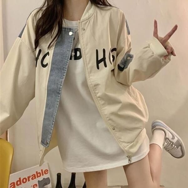 [프롬슈그린] [프롬슈]데일리 데님배색 여성 여자 점퍼 자켓 아우터 (9218754)