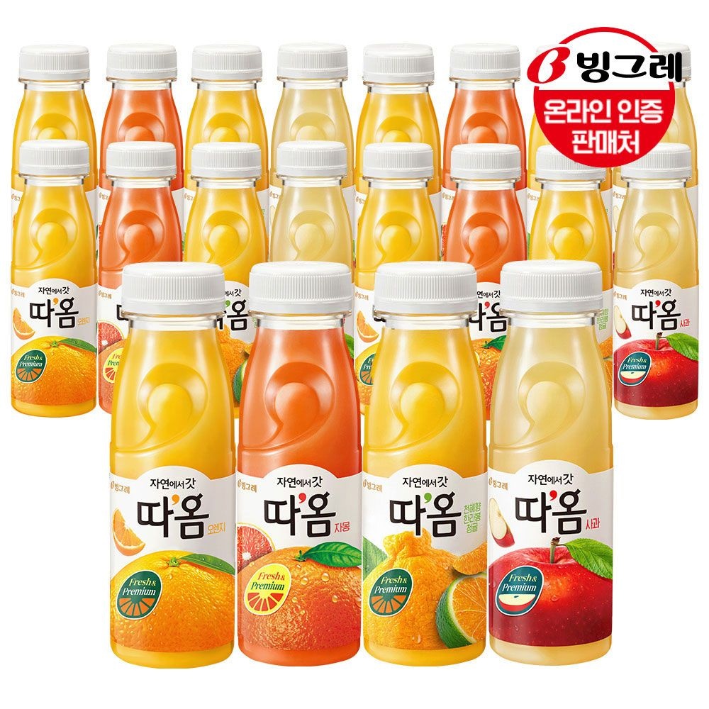 [빙그레]빙그레 따옴 주스 5종 20병 /오렌지/천혜향/자몽/망고/사과 : 롯데ON