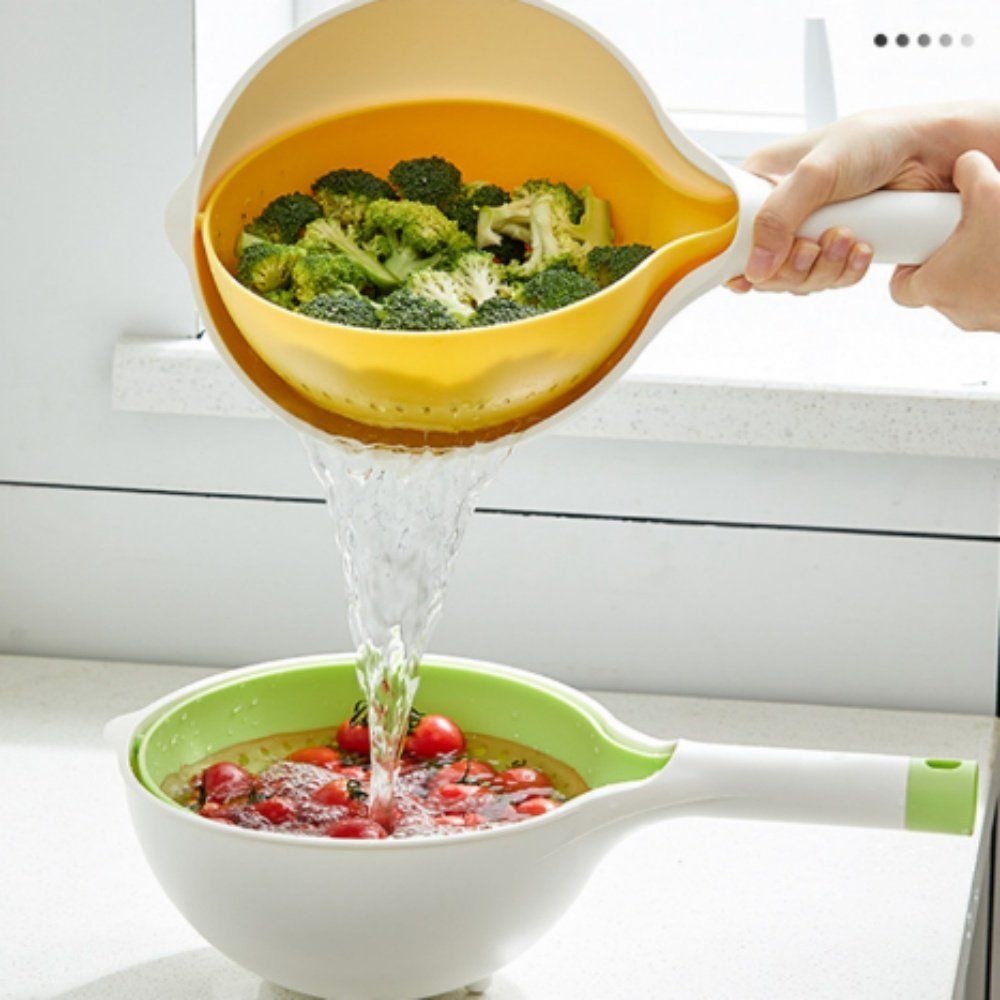 싱크대 주방 채반 야채 과일 쌀씻기 소쿠리 회전 바구니