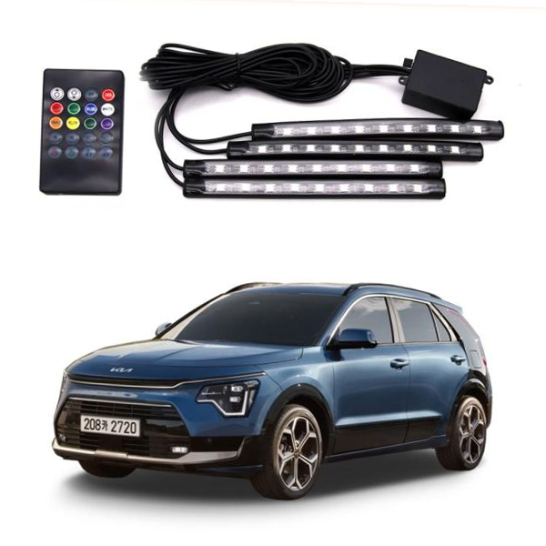 예쁜 더 2024 니로 RGB LED풋등 자동차 용품 17cm 36LED