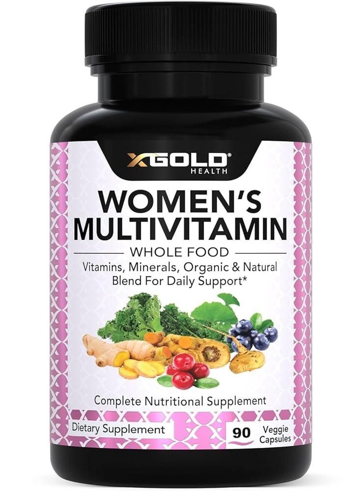 [X Gold Health]비건 데일리 멀티비타민 50 플러스, 유기농 홀푸드 기반 천연 분, 생강, 마카, 멀티 비타민 B 복합체 등 - 에너지 지