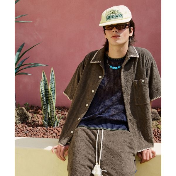 PENFIELD PENFIELD 리조트 쉘 패턴 테리 하프 셔츠 올리브_FR2KR201 246444