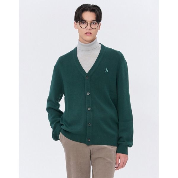 LF [헤지스 남성] [24FW] WHSW4D203E2 스테디셀러 그린 짜임 울혼방 가디건