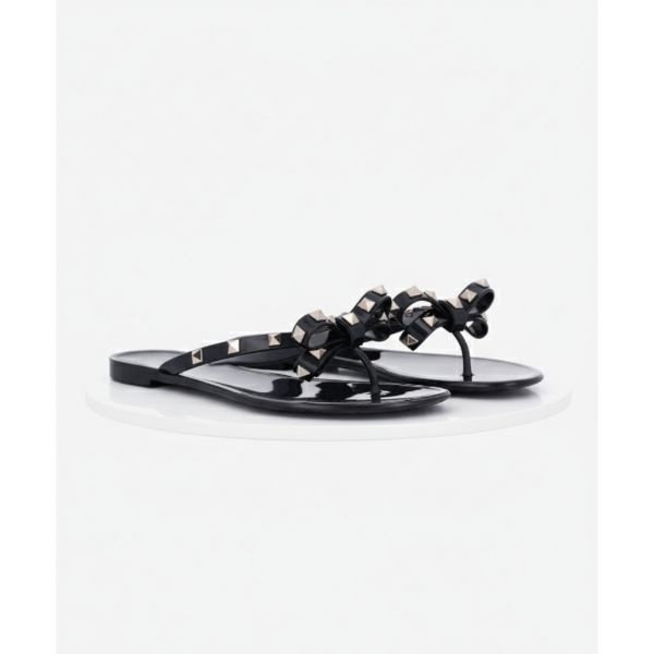 VALENTINO VALENTINO 발렌티노 락스터드 PVC 리본 슬라이드 - 블랙 6W2S0552PVS0NO 698041