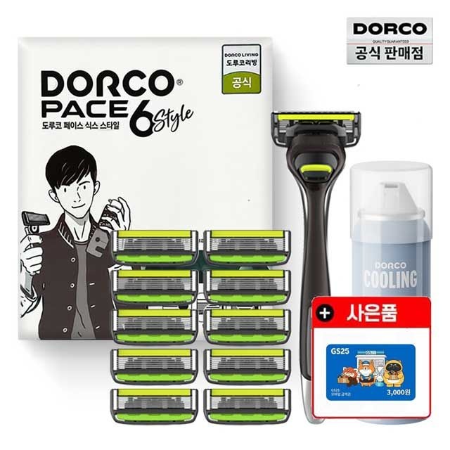 [도루코]도루코 페이스6 스타일 기획세트2호(면도기+면도날10+쉐이빙폼) + 증정 신세계상품권 기프티콘 : 롯데ON