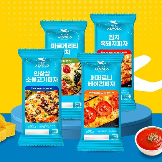 피자알볼로 알볼로피자 4종 총 18팩(안창살 소불고기4팩,김치흑돼지5팩,마르게리타5팩,페퍼로니베이컨4팩)