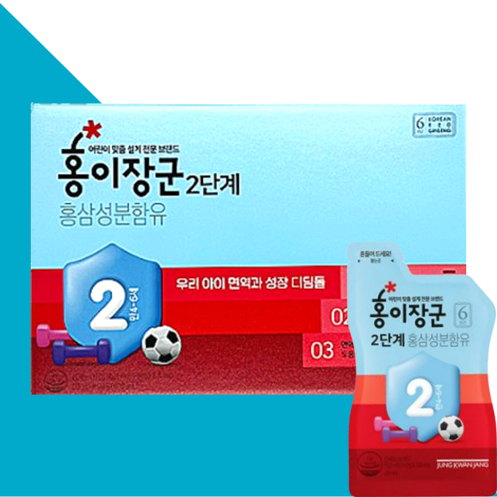 정관장 홍이장군 어린이 키즈 홍삼 2단계 면역력 최신리뉴얼 30포X1통(겉케이스 없음)