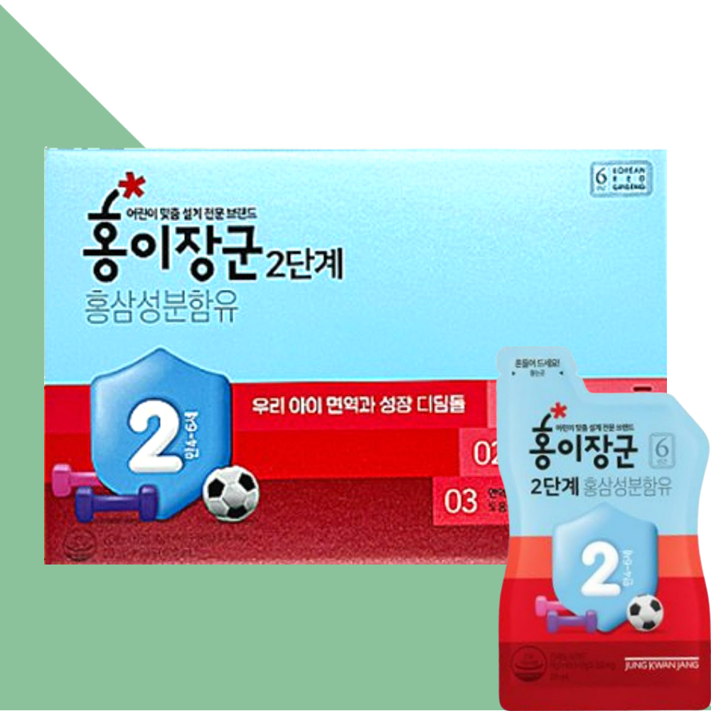 정관장 홍이장군 2단계 어린이 키즈 유아 홍삼 30포 1박스(겉케이스 포함)